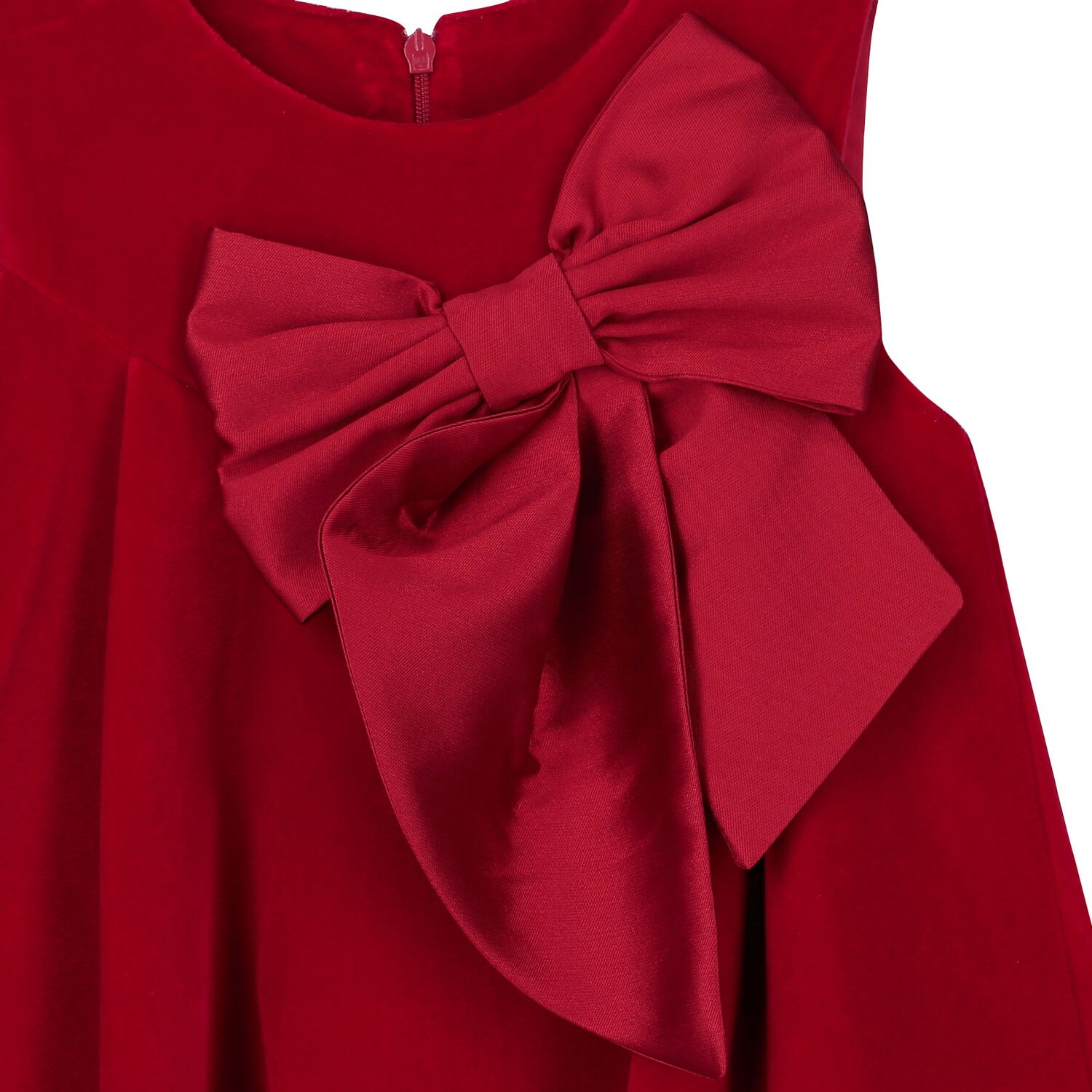 Girls Red Velvet Bow Dress, 1, hi-res